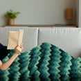 thumbnail image 3 of Teal Soft Flannel Fleece Throw Blanket, Expressionist Chevron Style Pattern Geometric Vibrant Colored Modern, Cozy Plush for Indoor and Outdoor Use, 50" x 60", Mint Green Teal Black, by Ambesonne, 3 of 5