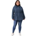 thumbnail image 3 of DARING DIVA Women's Plus Size Lightweight Waterproof Hooded Windbreaker Coat 1X Navy Blue, 3 of 6