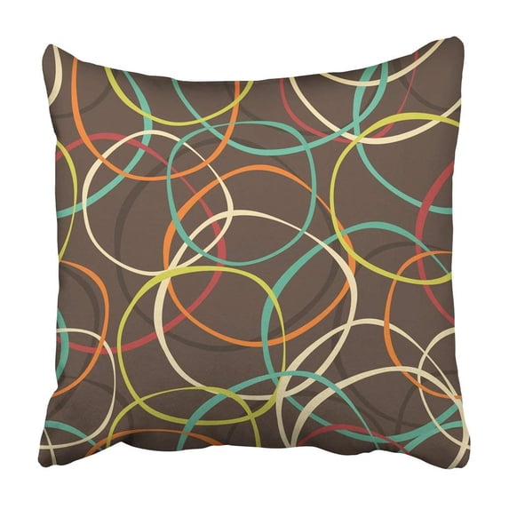 ARTJIA Colorful Geometric Abstract Motley Circles Endless Retro Vintage Dark Ring Circus Pop Pillowcase Cover 16x16 inch