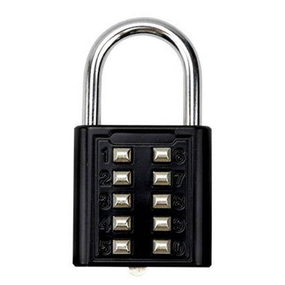 Daily Mix Store Black 10-Button Combination Padlock Hardened Steel Shackle for Gym Lockers, Toolboxes, Fences