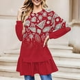 thumbnail image 1 of Wpawbk Robe T-shirt Imprimée Color Block pour Femmes, Col Rond Plissé Manches Longues, Ample Confortable Élégant, Parfait pour Toutes les Saisons, Usage Quotidien et Sorties, 1 of 5