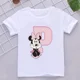 thumbnail image 3 of Camisetas de algodón para niños de Minnie, combinación de letras de la A a la Z, ropa de dibujos animados de Disney Kawaii, camisetas casuales para niños y niñas, 3 of 5