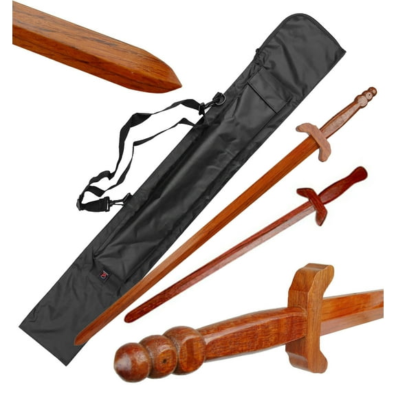 Wooden Chinese Tai Chi Sword w/ Carrying Case, Martial Arts Training, Kung Fu Tai chi Cosplay Sword (36")