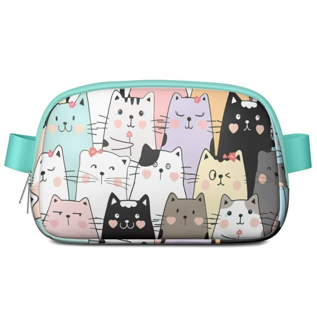 Funny Cat Waist Bag – Cute Pet Lover Fanny Pack with Paw Print Pattern, Perfect Gift for Cat Fans with Adjustable Strap & Zipper Pockets