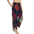thumbnail image 3 of Kdxio Women's Comfy Stretch Roses SkullsPrint Drawstring Pajama Pants-Large, 3 of 9
