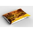 thumbnail image 2 of Ambesonne Scenery Pillow Sham 2 Pack, Monasteries in Greece, 26"x20", Earth Yellow and Mustard, 2 of 3