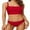 Red, variant on Bikini Set for Women Two Piece Swimsuits Low Waisted Adjustable Spaghetti Straps Back Tie Backless