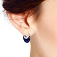 thumbnail image 3 of Chic and Sleek Blue Lapis Crescent Moon on Sterling Silver Huggie Earrings, 3 of 5