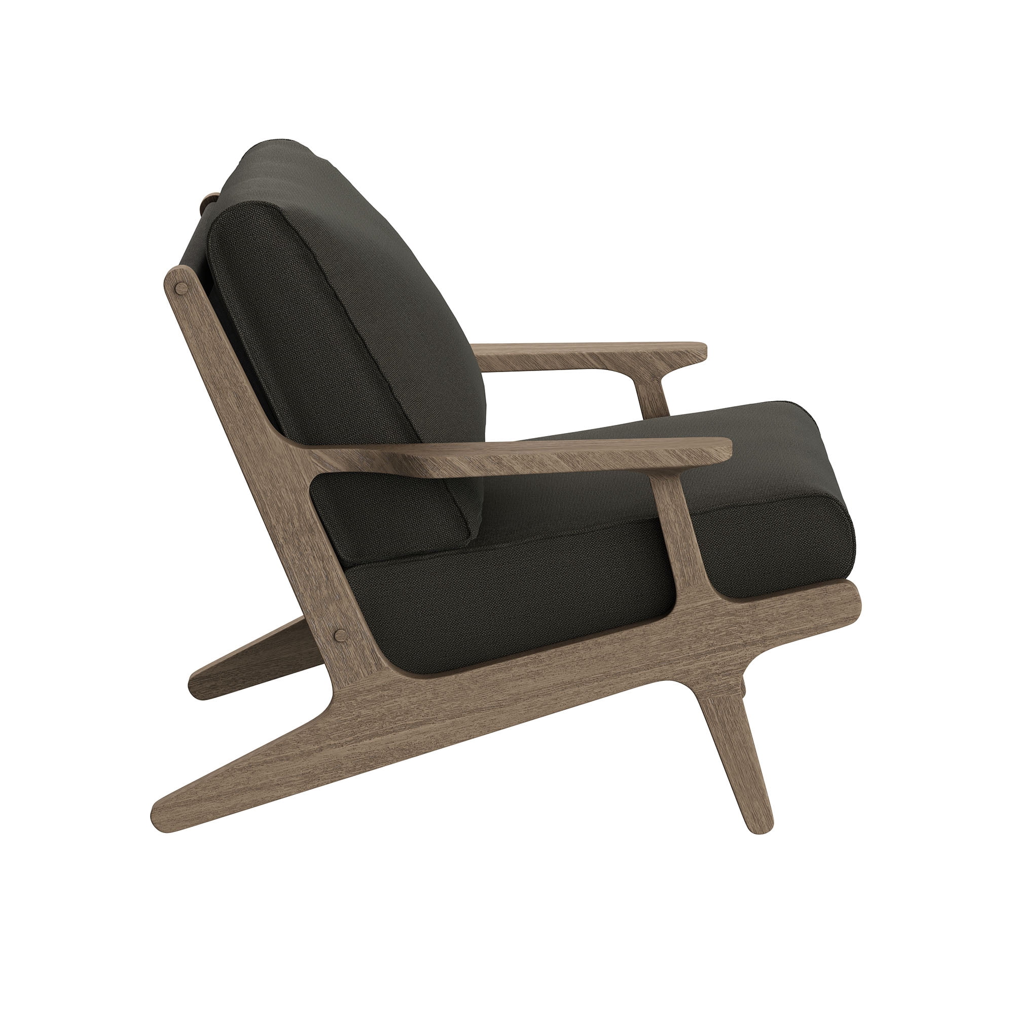 Saratoga Outdoor Teak Wood Chair and Ottoman Set in Weathered Gray Flint
