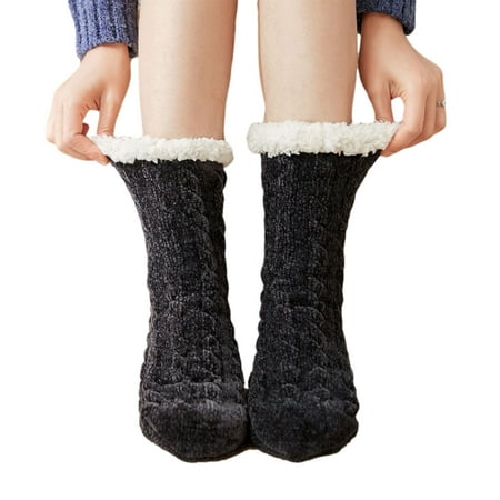 

Female Christmas Knitted Super Soft Warm Cozy Fuzzy Fleece-Lined Socks for Winter