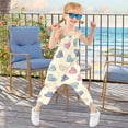 thumbnail image 4 of Girls' Jumpsuits Rompers Summer Casual Sleeveless Rompers With Pockets Spaghetti Strap Romper Pink and Blue Heart Pattern 4T, 4 of 7