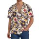 thumbnail image 1 of Balery lips record rock Skull Camisa Casual de Manga Corta con Botones para Hombre, Texturizada, Estilo Cubano, para Playa, Verano-Large, 1 of 5