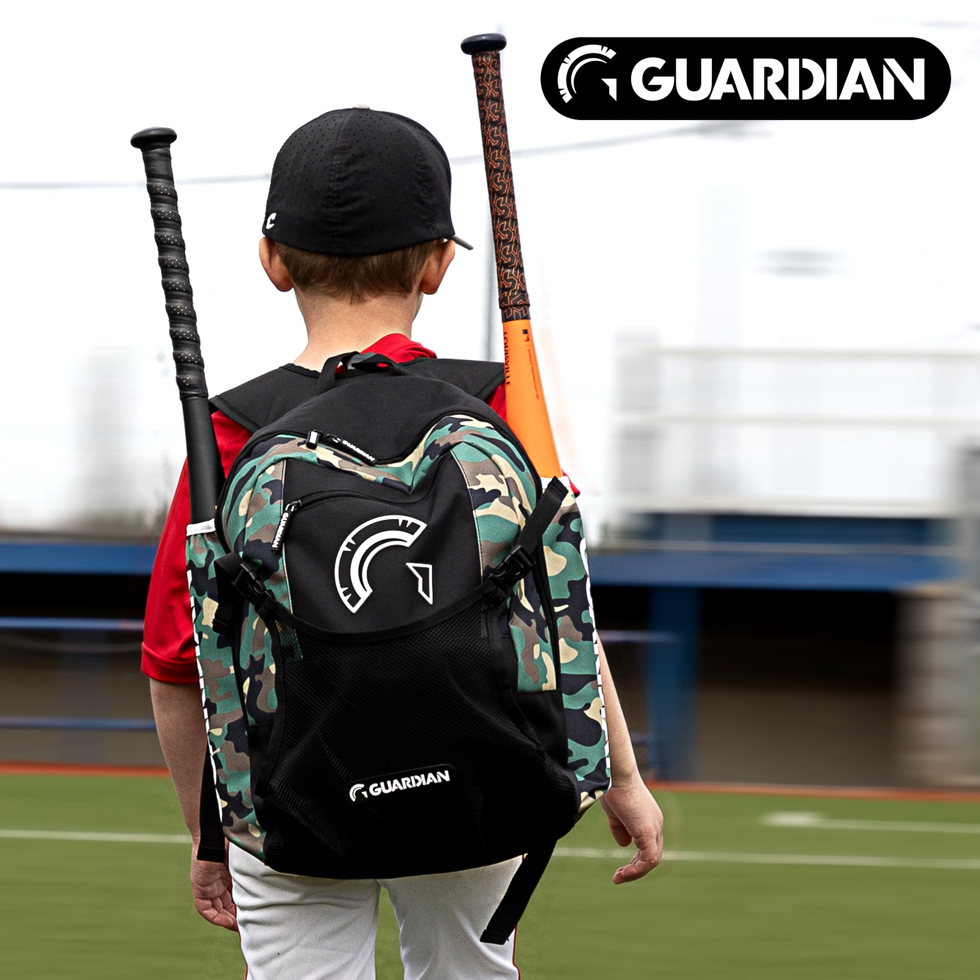 Guardian Baseball Backpack for Youth, Softball Bag for Girls, Durable Bat Bags Baseball Youth Boys and Girls, TBall Bag – Includes Hook to Hang on Fence - Army Camo