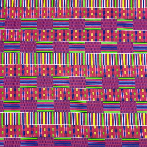 Kente African Print Fabric Cotton Ankara 44 Inches Sold By The Yard (90197-3)