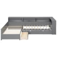 thumbnail image 6 of Euroco Wood Twin Size Platform Bed, L Shaped Daybeds with Storage Headboard and USB Charging, 3-in-1 Bed with Trundle and Drawer, Gray, 6 of 16
