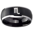 thumbnail image 2 of Tungsten Scorpio Horoscope 8mm Brushed Black 2 Tone Dome Polished Edges Men Ring, 2 of 2