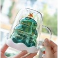 thumbnail image 3 of 1 vaso estilo navideño, taza de agua de vidrio con alto contenido de borosilicato, taza de café de vidrio de doble capa, taza con patrones exquisitos, 3 of 3