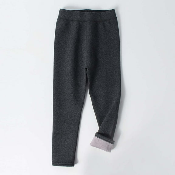 uublik Toddler Girls Leggings Dark Gray Cotton Fleece Leggings Ankle Length Leggings Warm Stretchy Tights Pants for Kids Girls, Size 2T-9