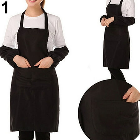 

Realyc Unisex Simple Pure Color Kitchen Restaurant Bib Cooking Apron with Pocket