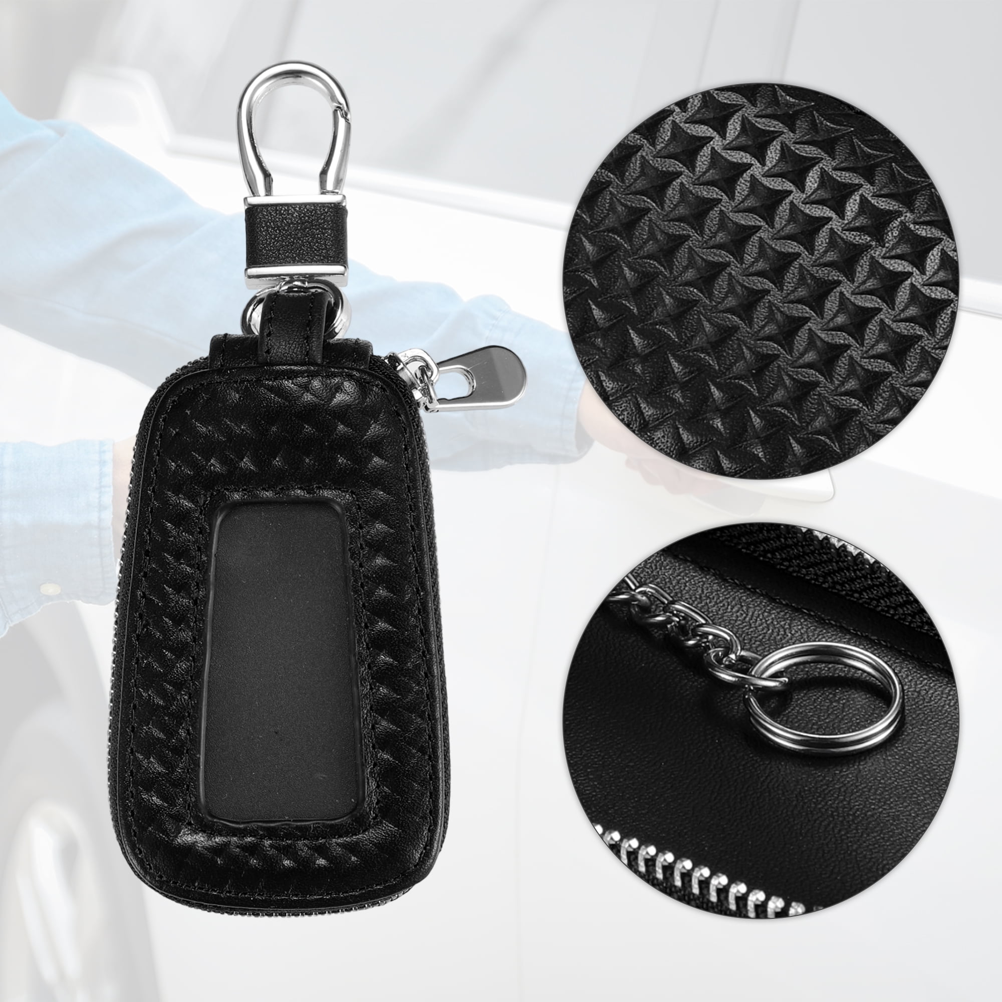 1 Pc Universal Car Key Fob Case Genuine Leather Holder Keyring