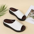 thumbnail image 5 of Anuirheih Women Slip On Low Heel Slippers Wedge Thick Flat Sandals Slide Peep Toe Mule Roman Sandals(White), 5 of 9