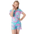 thumbnail image 3 of Topgal Big Girls Tie Dye Pajamas Tee & Shorts 2-Piece Clothes Set Cute Jammies Size 12, 3 of 5