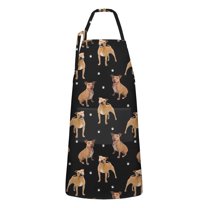 Pitbull Dog and Footprint Apron-Garden Aprons for Women with Pockets-Cotton Linen Waterproof Kitchen Cooking Gardening Aprons Adjustable for Kitchen,Cooking,BBQ and Salon 33x27 Inch