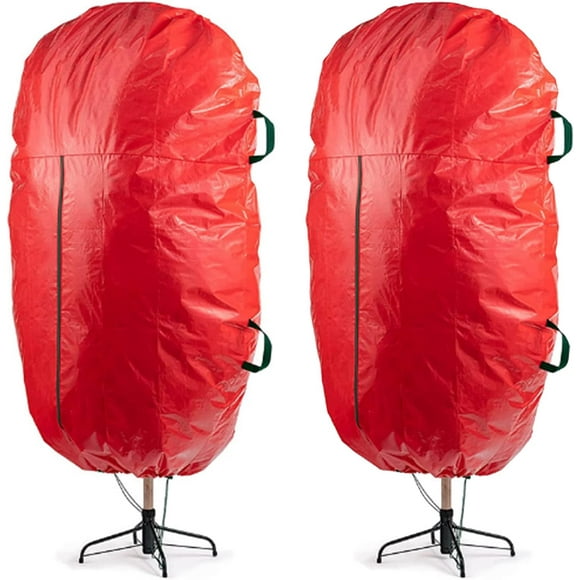 YQHWQ Dustproof Christmas tree stand 2 pieces upright Christmas tree storage bag upright Christmas tree storage bag red large waterproof tree cover for artificial tree wrap 5 feet tall