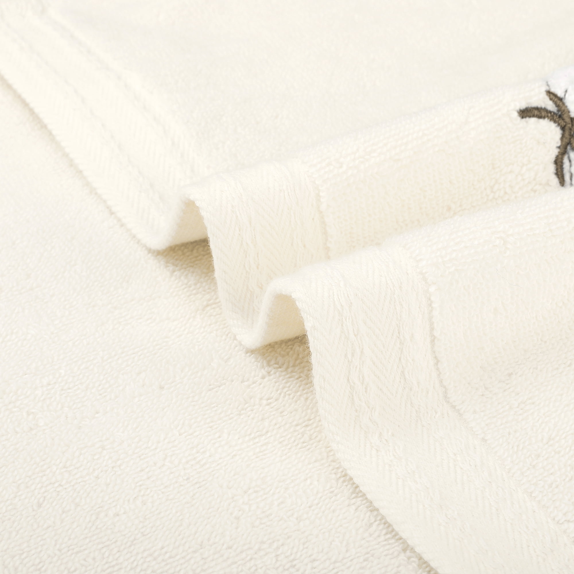 Unique Bargains Geometric Washcloths Set Cotton Bath Towels Low Lint Beige