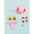 thumbnail image 3 of Bagilaanoe Newborn Baby Girls Swimsuits 3 Piece Bikinis Set Flower Sleeveless Tank Tops +  Ruffles Shorts + Sun Hat 6M 12M 18M 24M Infant Swimwear Bathing Suit Beachwear, 3 of 9