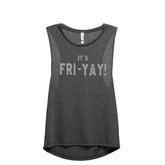 It's FRI-YAY Women's Fashion Sleeveless Muscle Workout Yoga Tank Top Charcoal Grey 2X-Large