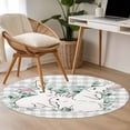 thumbnail image 5 of Round Area Rug 4ft, Easter Farm Rabbit Sketch Non-Shedding Washable Area Rug, Eucalyptus Leaves Gray Checker Non Slip Low-Profile Circle Rugs for Living Room, Bedroom Dining Room, 5 of 9
