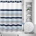 thumbnail image 2 of No Hook Shower Curtain, Navy Blue Gray Striped Shower Curtains for Bathroom with See Through Top Window, Farmhouse Stripes Modern Abstract Art Waterproof & Washable Bath Curtain Stall 48"x72", 2 of 9