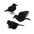 thumbnail image 1 of 3 piezas de cuervos de Halloween, decoración de cuervos y cuervos de Halloween, cuervos con plumas negras realistas hechos a mano para decoración de Estilo C, 1 of 8