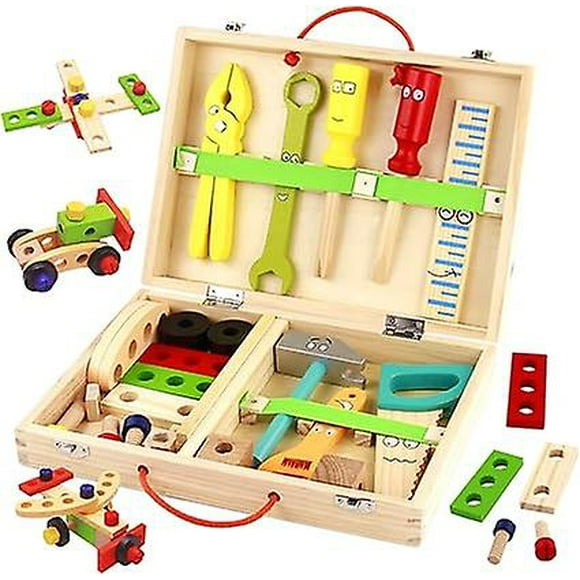 Wooden Toys Kids Tool Set-wooden Kids Toys Tool Box Kit Construction Role Play Educational Toddler Toys For 3 4 5 Year Olds Girls Boys Gifts