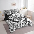 thumbnail image 2 of Homewish Skull Moth Damask 7-Piece Twin Bedding,Gothic Halloween Bedding Comforter Set,White Black,Black Reversible, 2 of 8