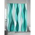 thumbnail image 5 of Teal Ripple Shower Curtain, Abstract Gradient Watercolor Modern Waterproof Shower Curtain Set with 12 Hooks Lightweight Washable Fabric Shower Curtains for Bathroom 48x72 Inches, 5 of 6
