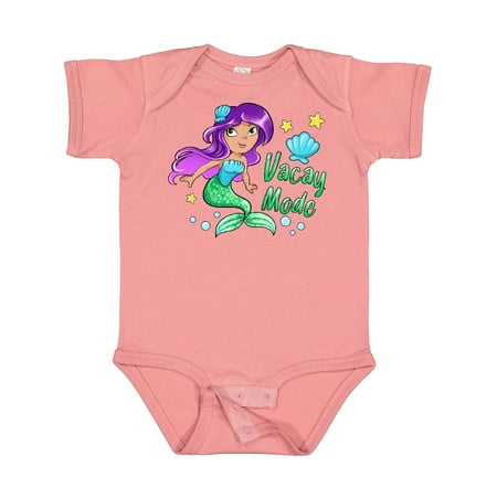 

Inktastic Vacay Mode- mermaid with green tail Girls Baby Bodysuit