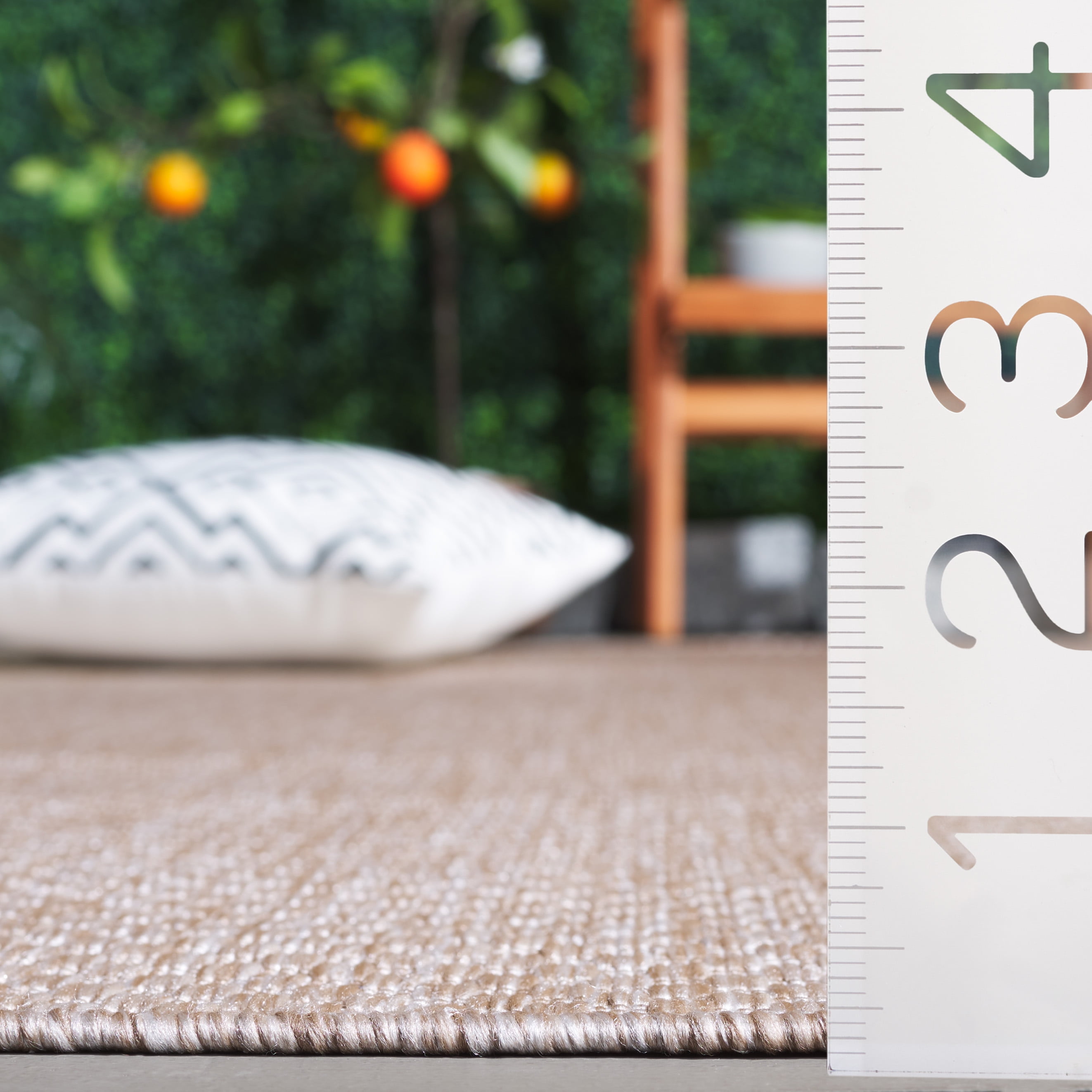 SAFAVIEH Beach House Lincoln Solid Indoor/Outdoor Area Rug, Beige, 5'3" x 7'6"