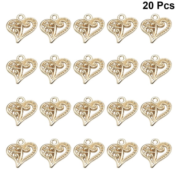 ROMANSENTIAL Golden Heart Pendant Charms Alloy Fine Workmanship Durable 20Pcs