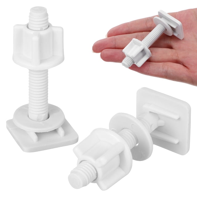 2Pcs Plastic Toilet Seat Hinge Bolt Screw with Nuts Set 27x27mm(Random Screw Style)