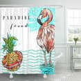 thumbnail image 1 of Cortina de Ducha ABPHQTO Verano a mano Alzada con Piña Y Flamenco Rosa en Las Olas Del Mar poliéster 150x180 cm, 1 of 4