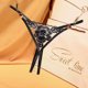 thumbnail image 1 of Tanga de mujer con accesorios de diamantes de estilo negro, lencería sexy con abertura y bordado transparente con cuentas, 1 of 6