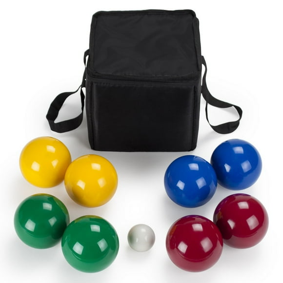 Brybelly Deluxe 4-Player Resin Bocce Ball Set w Carrying Case, 90mm