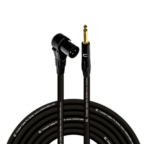 Columber Cable Right Angle XLR Male to 1/4" TS Male Pro Microphone Connector