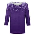 thumbnail image 3 of GA WEIHUA Online Deals,Womens Tops Casual 3/4 Sleeve Shirts Crew Neck Loose Casual Blouses Vintage Christmas Graphic Print Tshirts(Purple,Small), 3 of 5
