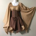 thumbnail image 3 of GILIGEGE Women's Medieval Renaissance Dress Butterfly Sleeve Corset Steampunk Mini Dresses Traditional Irish Fairy Viking Dresses Irish Shirt Long Sleeve Corset Dress Brown 4Xl, 3 of 3
