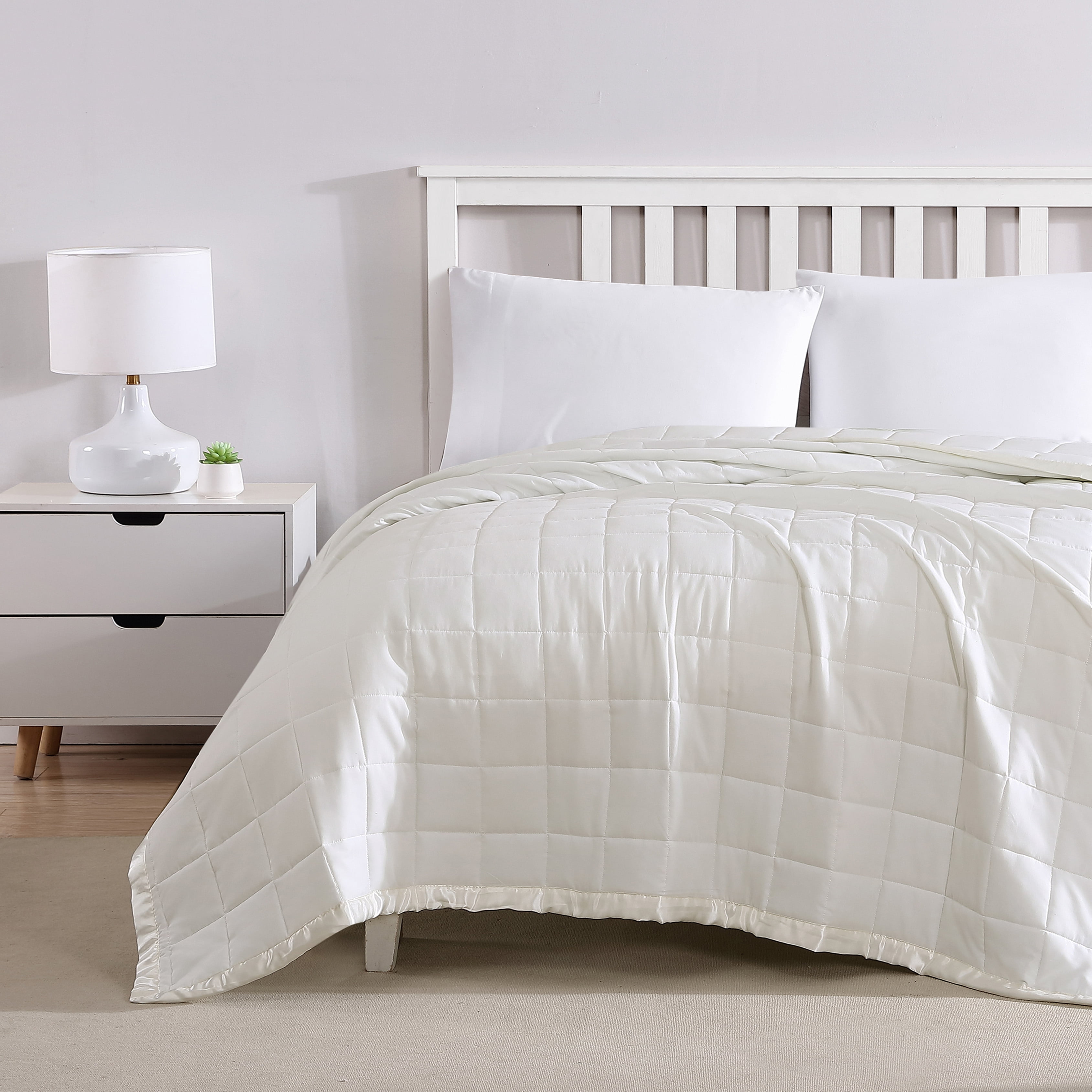 Beatrice Home Fashions, Down Alt Blanket with Satin Trim, Twin, Ivory