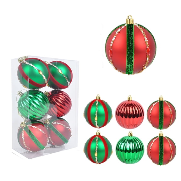 Yhmxh 6PCS Christmas Ornaments Set, Christmas Tree Decoration Hanging Ornament Balls Decor Snowflakes Shatterproof Shiny Balls for Xmas Trees Decor Holiday Party Wedding Decoration
