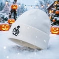 thumbnail image 6 of SYMOID White Winter Hat for Men Women - Cuffed Knit Beanie with Embroidered Skeleton Hats,Size Free Size, 6 of 6